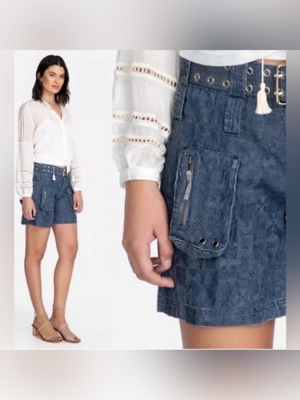 Johnny Was Zuma Embroidered Cargo Shorts